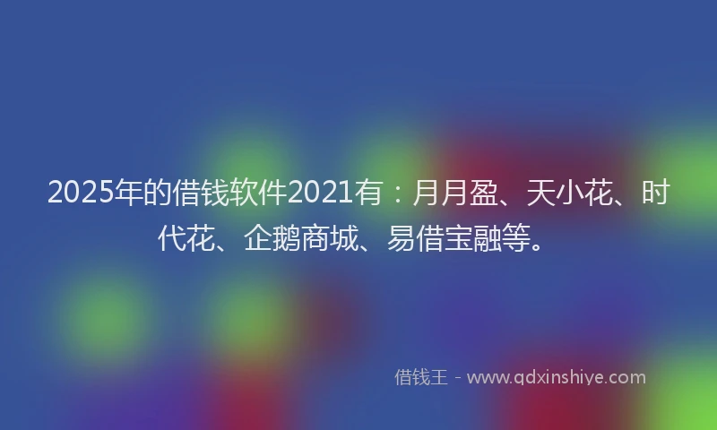 2025年的借钱软件2021有：月月盈、天小花、时代花、企鹅商城、易借宝融等。