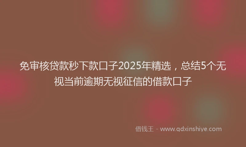 免审核贷款秒下款口子2025年精选，总结5个无视当前逾期无视征信的借款口子