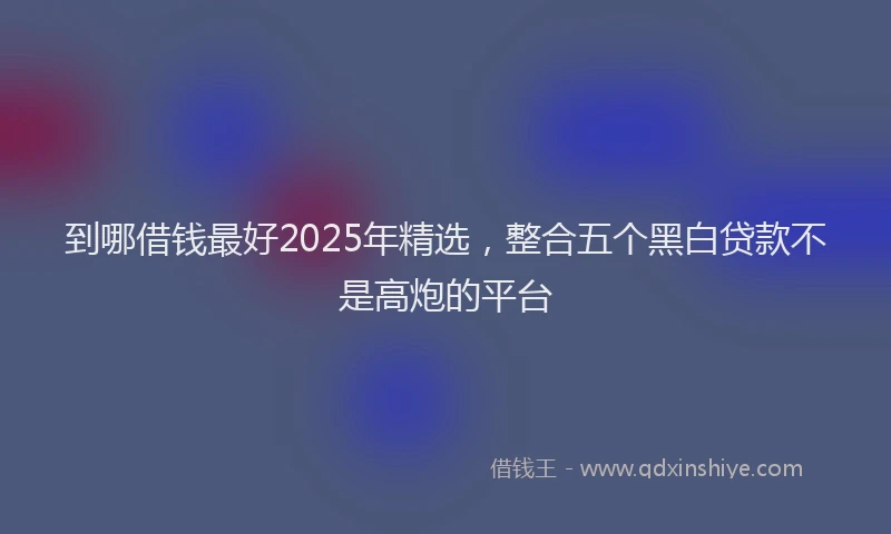 到哪借钱最好2025年精选，整合五个黑白贷款不是高炮的平台