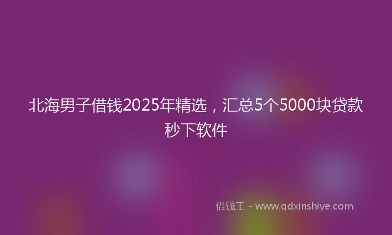 北海男子借钱2025年精选，汇总5个5000块贷款秒下软件