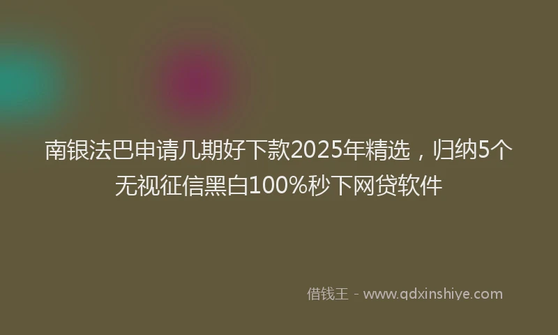 南银法巴申请几期好下款2025年精选，归纳5个无视征信黑白100%秒下网贷软件