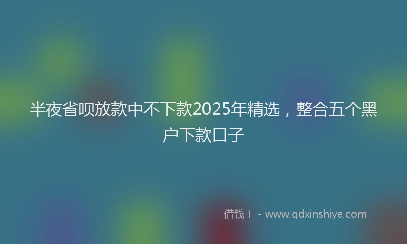 半夜省呗放款中不下款2025年精选，整合五个黑户下款口子