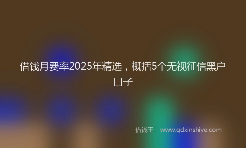 借钱月费率2025年精选，概括5个无视征信黑户口子