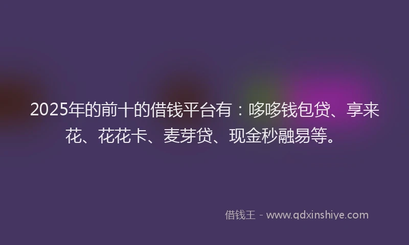 2025年的前十的借钱平台有：哆哆钱包贷、享来花、花花卡、麦芽贷、现金秒融易等。