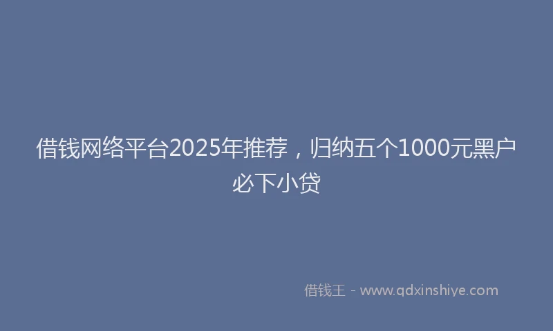 借钱网络平台2025年推荐，归纳五个1000元黑户必下小贷
