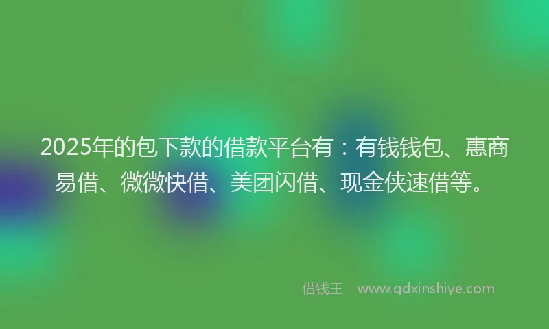 2025年的包下款的借款平台有：有钱钱包、惠商易借、微微快借、美团闪借、现金侠速借等。