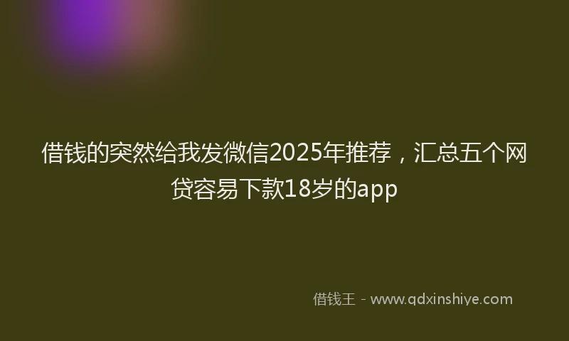 借钱的突然给我发微信2025年推荐，汇总五个网贷容易下款18岁的app