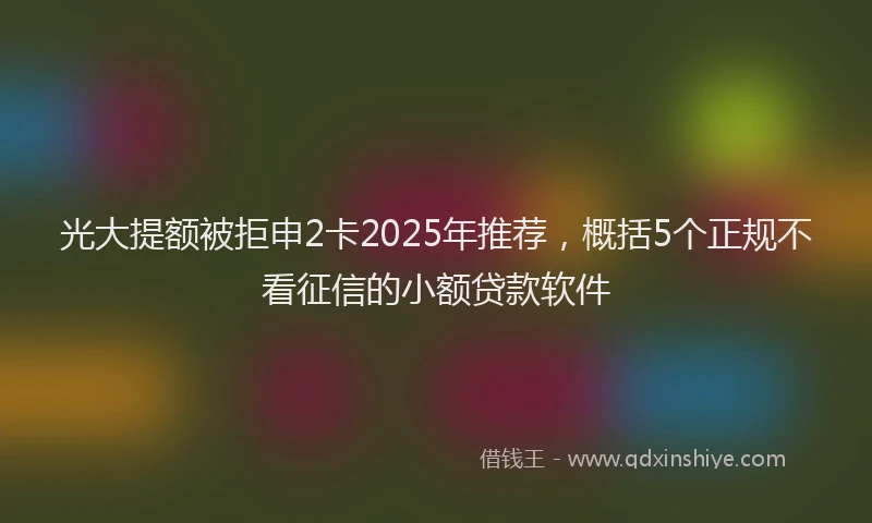 光大提额被拒申2卡2025年推荐，概括5个正规不看征信的小额贷款软件