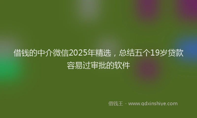 借钱的中介微信2025年精选，总结五个19岁贷款容易过审批的软件