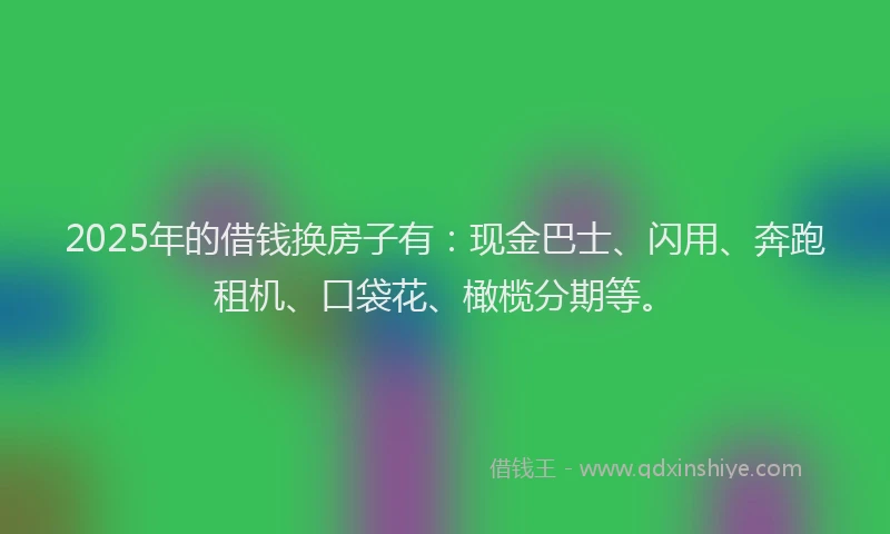 2025年的借钱换房子有：现金巴士、闪用、奔跑租机、口袋花、橄榄分期等。