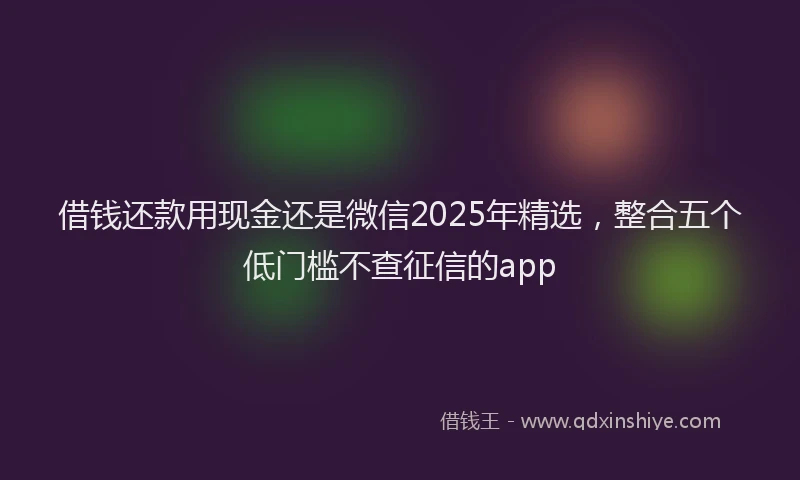 借钱还款用现金还是微信2025年精选，整合五个低门槛不查征信的app