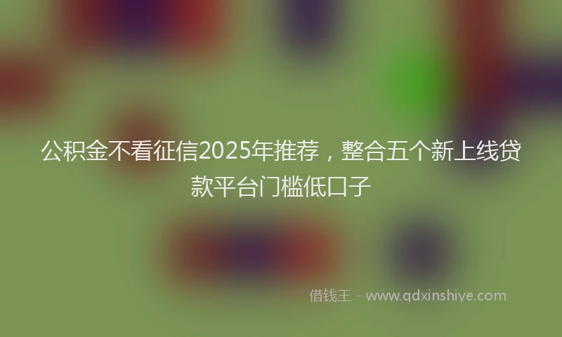 公积金不看征信2025年推荐，整合五个新上线贷款平台门槛低口子