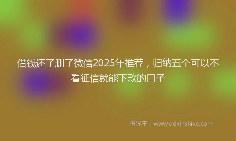 借钱还了删了微信2025年推荐，归纳五个可以不看征信就能下款的口子