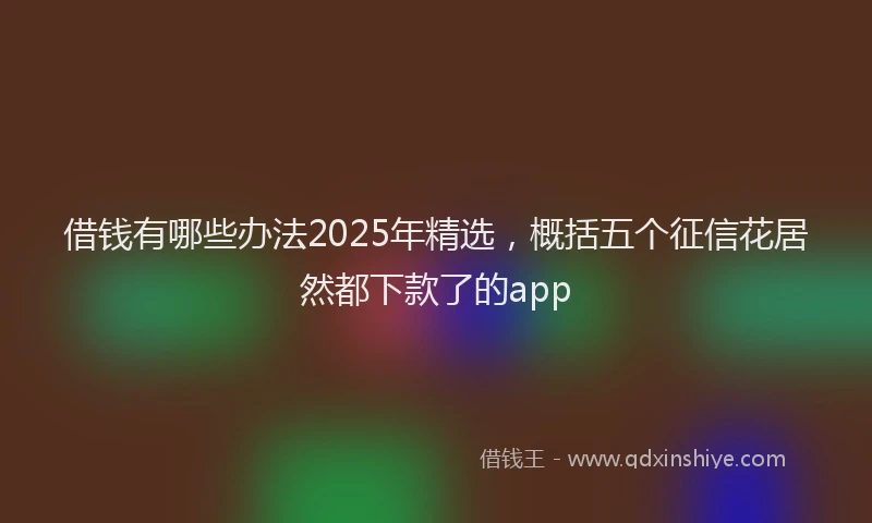 借钱有哪些办法2025年精选，概括五个征信花居然都下款了的app