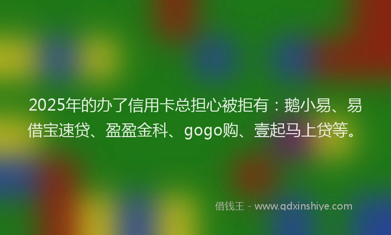 2025年的办了信用卡总担心被拒有：鹅小易、易借宝速贷、盈盈金科、gogo购、壹起马上贷等。