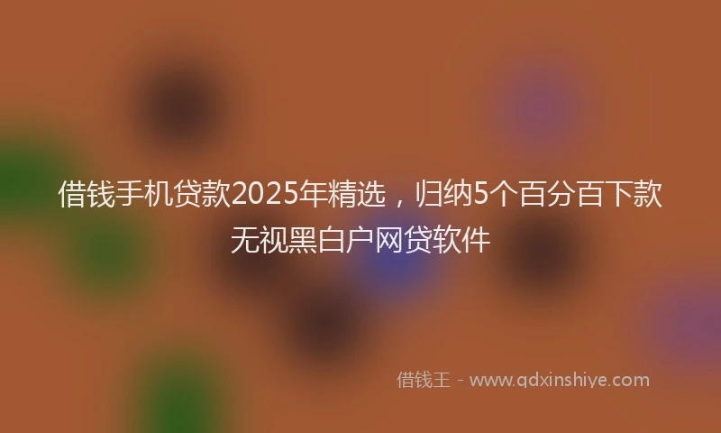 借钱手机贷款2025年精选，归纳5个百分百下款无视黑白户网贷软件
