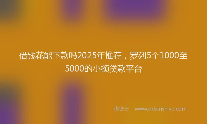 借钱花能下款吗2025年推荐，罗列5个1000至5000的小额贷款平台