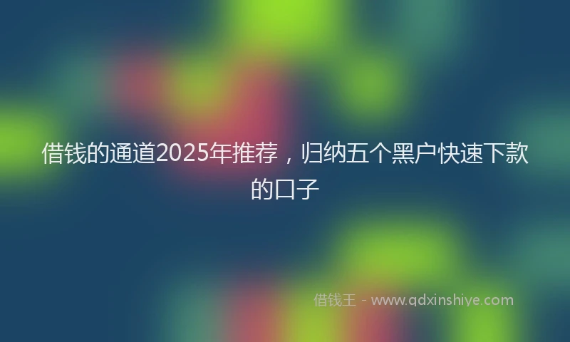 借钱的通道2025年推荐，归纳五个黑户快速下款的口子