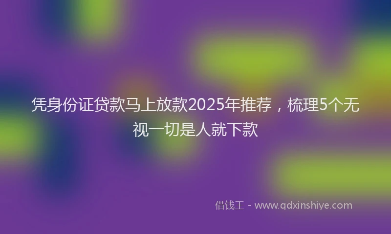 凭身份证贷款马上放款2025年推荐，梳理5个无视一切是人就下款