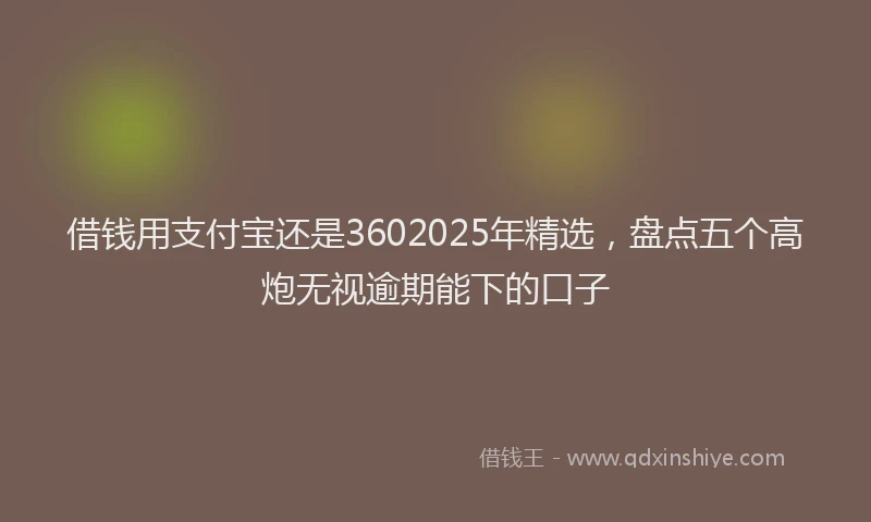 借钱用支付宝还是3602025年精选，盘点五个高炮无视逾期能下的口子