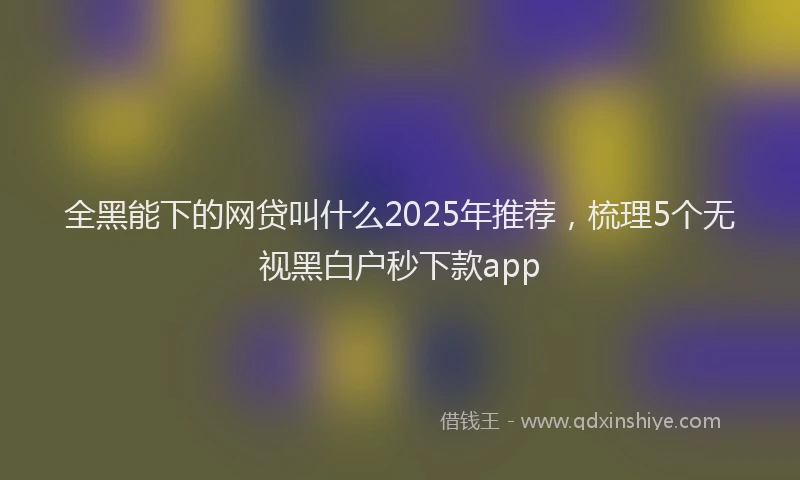 全黑能下的网贷叫什么2025年推荐，梳理5个无视黑白户秒下款app