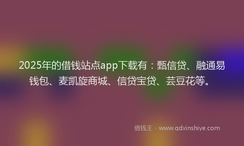 2025年的借钱站点app下载有：甄信贷、融通易钱包、麦凯旋商城、信贷宝贷、芸豆花等。