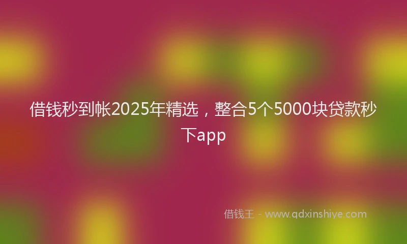 借钱秒到帐2025年精选，整合5个5000块贷款秒下app