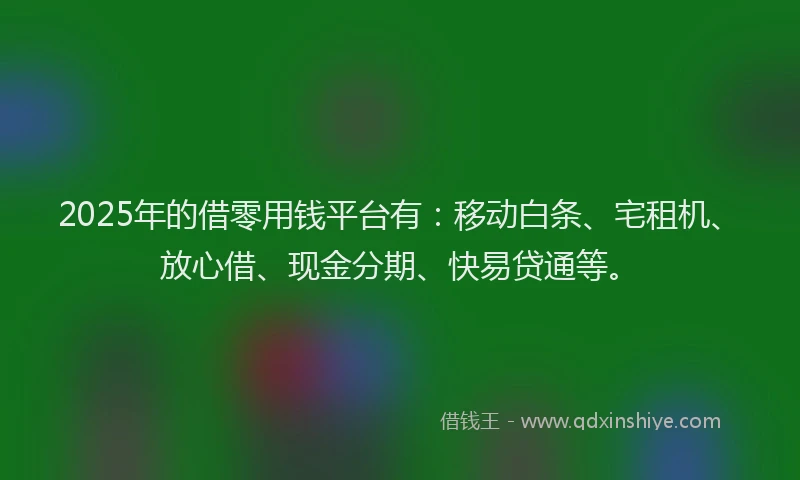 2025年的借零用钱平台有：移动白条、宅租机、放心借、现金分期、快易贷通等。