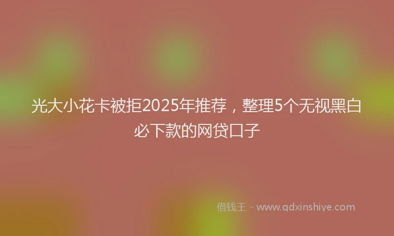 光大小花卡被拒2025年推荐，整理5个无视黑白必下款的网贷口子
