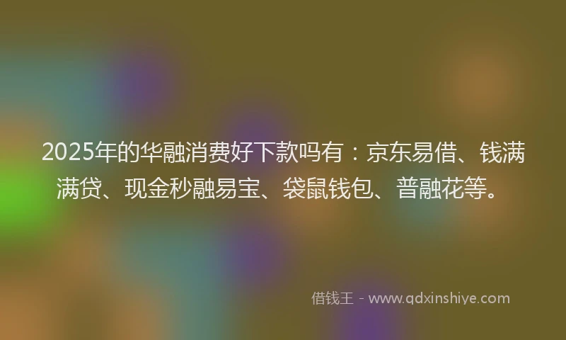 2025年的华融消费好下款吗有：京东易借、钱满满贷、现金秒融易宝、袋鼠钱包、普融花等。