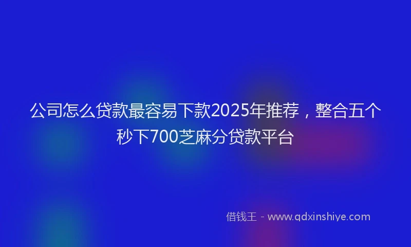 公司怎么贷款最容易下款2025年推荐，整合五个秒下700芝麻分贷款平台