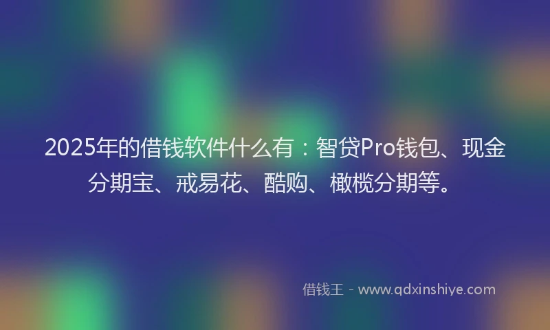 2025年的借钱软件什么有：智贷Pro钱包、现金分期宝、戒易花、酷购、橄榄分期等。