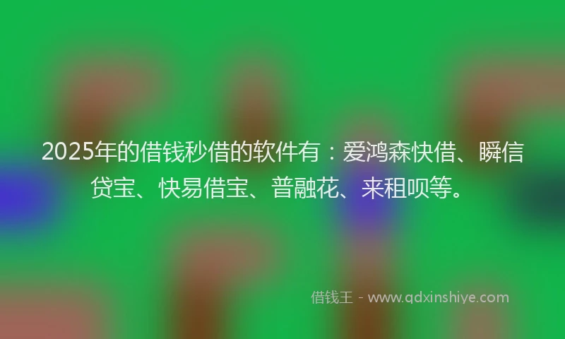 2025年的借钱秒借的软件有：爱鸿森快借、瞬信贷宝、快易借宝、普融花、来租呗等。