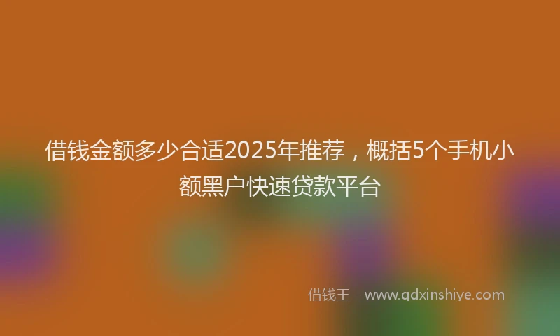 借钱金额多少合适2025年推荐，概括5个手机小额黑户快速贷款平台