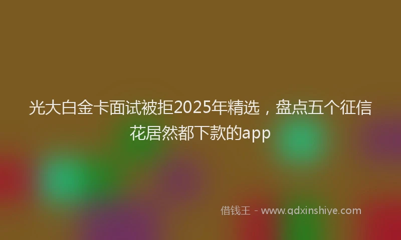 光大白金卡面试被拒2025年精选，盘点五个征信花居然都下款的app