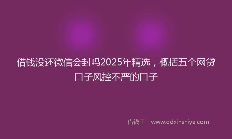 借钱没还微信会封吗2025年精选，概括五个网贷口子风控不严的口子