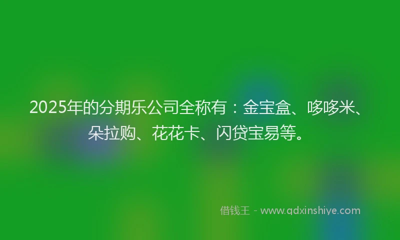 2025年的分期乐公司全称有：金宝盒、哆哆米、朵拉购、花花卡、闪贷宝易等。