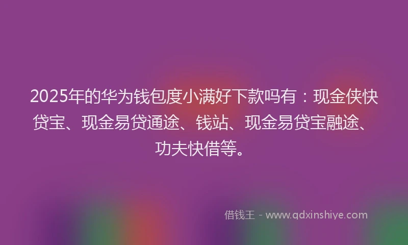 2025年的华为钱包度小满好下款吗有：现金侠快贷宝、现金易贷通途、钱站、现金易贷宝融途、功夫快借等。