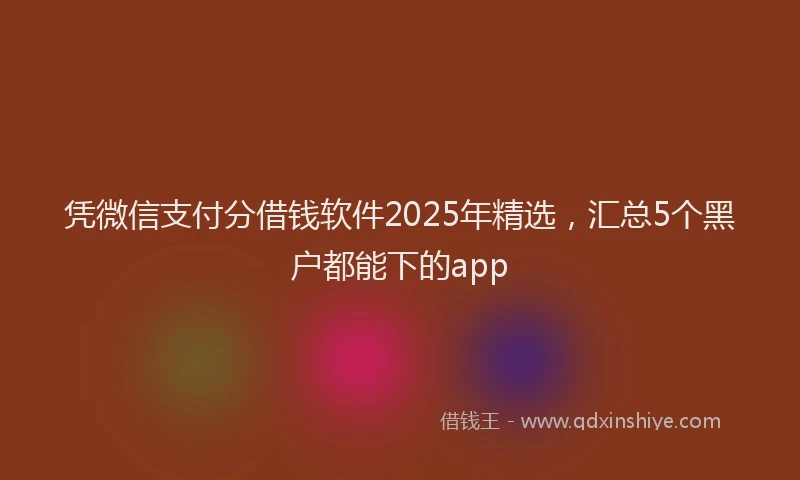 凭微信支付分借钱软件2025年精选，汇总5个黑户都能下的app
