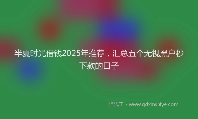 半夏时光借钱2025年推荐，汇总五个无视黑户秒下款的口子