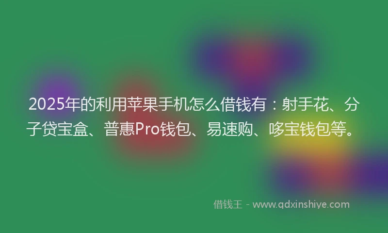 2025年的利用苹果手机怎么借钱有：射手花、分子贷宝盒、普惠Pro钱包、易速购、哆宝钱包等。