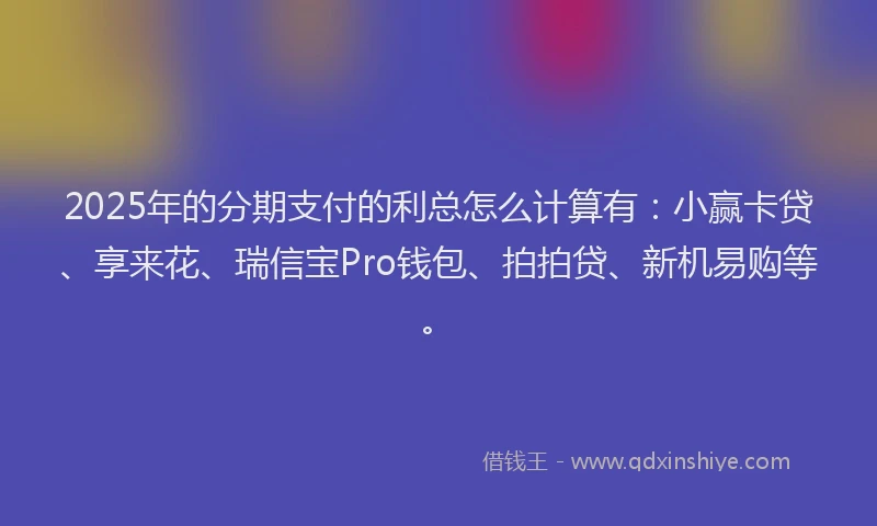 2025年的分期支付的利总怎么计算有：小赢卡贷、享来花、瑞信宝Pro钱包、拍拍贷、新机易购等。