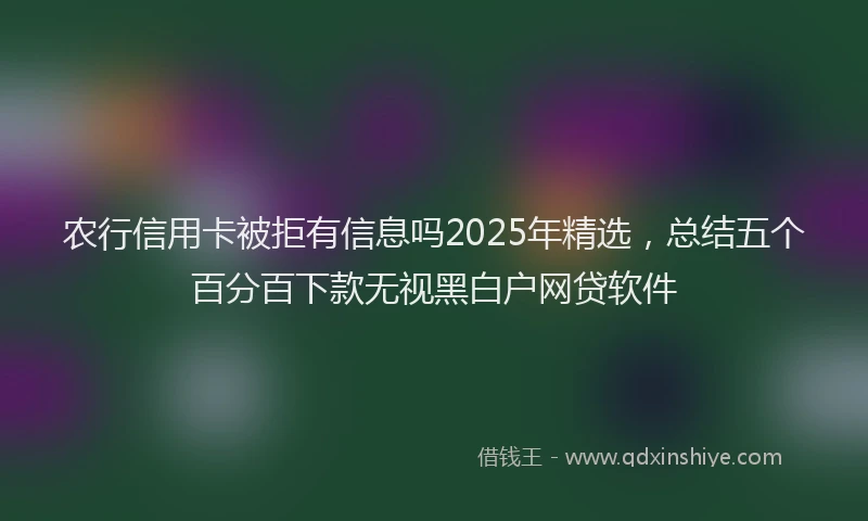 农行信用卡被拒有信息吗2025年精选，总结五个百分百下款无视黑白户网贷软件