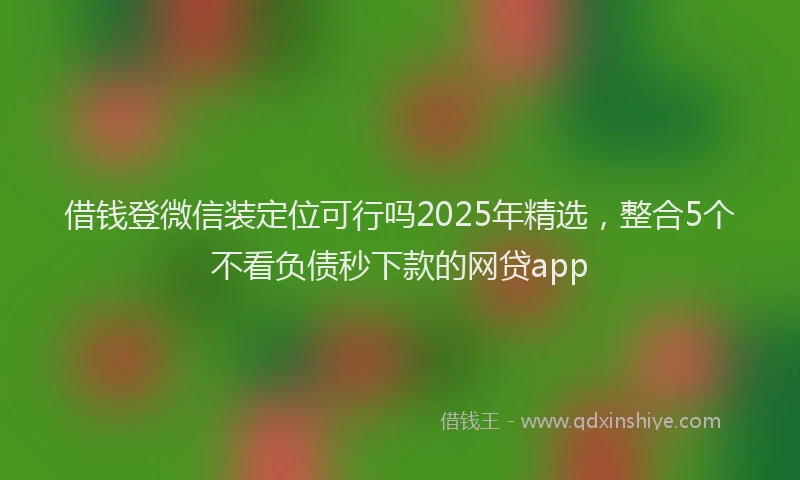 借钱登微信装定位可行吗2025年精选，整合5个不看负债秒下款的网贷app
