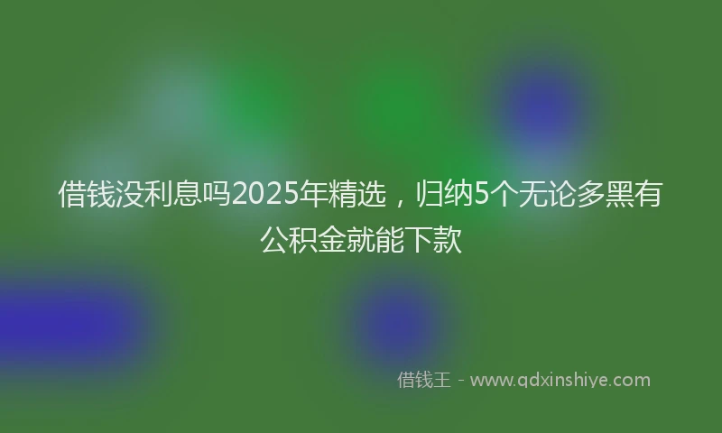 借钱没利息吗2025年精选，归纳5个无论多黑有公积金就能下款