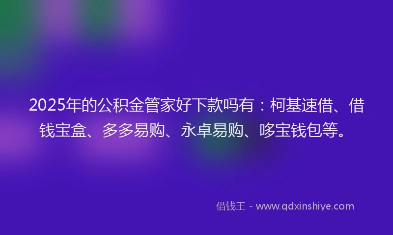 2025年的公积金管家好下款吗有：柯基速借、借钱宝盒、多多易购、永卓易购、哆宝钱包等。