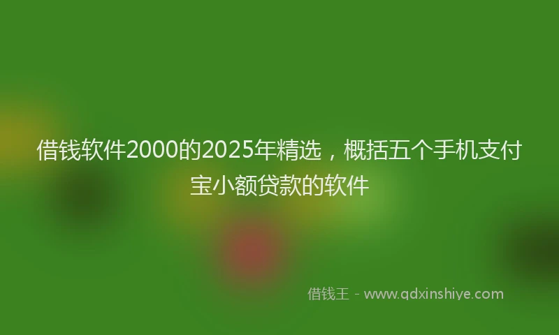 借钱软件2000的2025年精选，概括五个手机支付宝小额贷款的软件