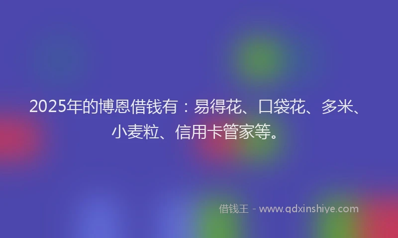 2025年的博恩借钱有：易得花、口袋花、多米、小麦粒、信用卡管家等。