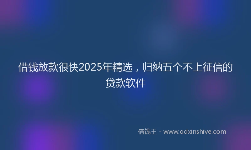借钱放款很快2025年精选，归纳五个不上征信的贷款软件
