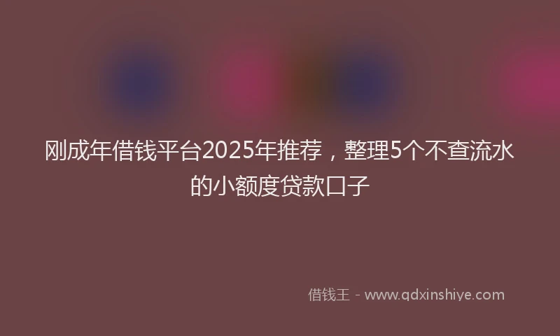 刚成年借钱平台2025年推荐，整理5个不查流水的小额度贷款口子